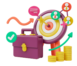 3D illustration of money going down a purple arrow