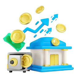 3D illustration of money going down a purple arrow